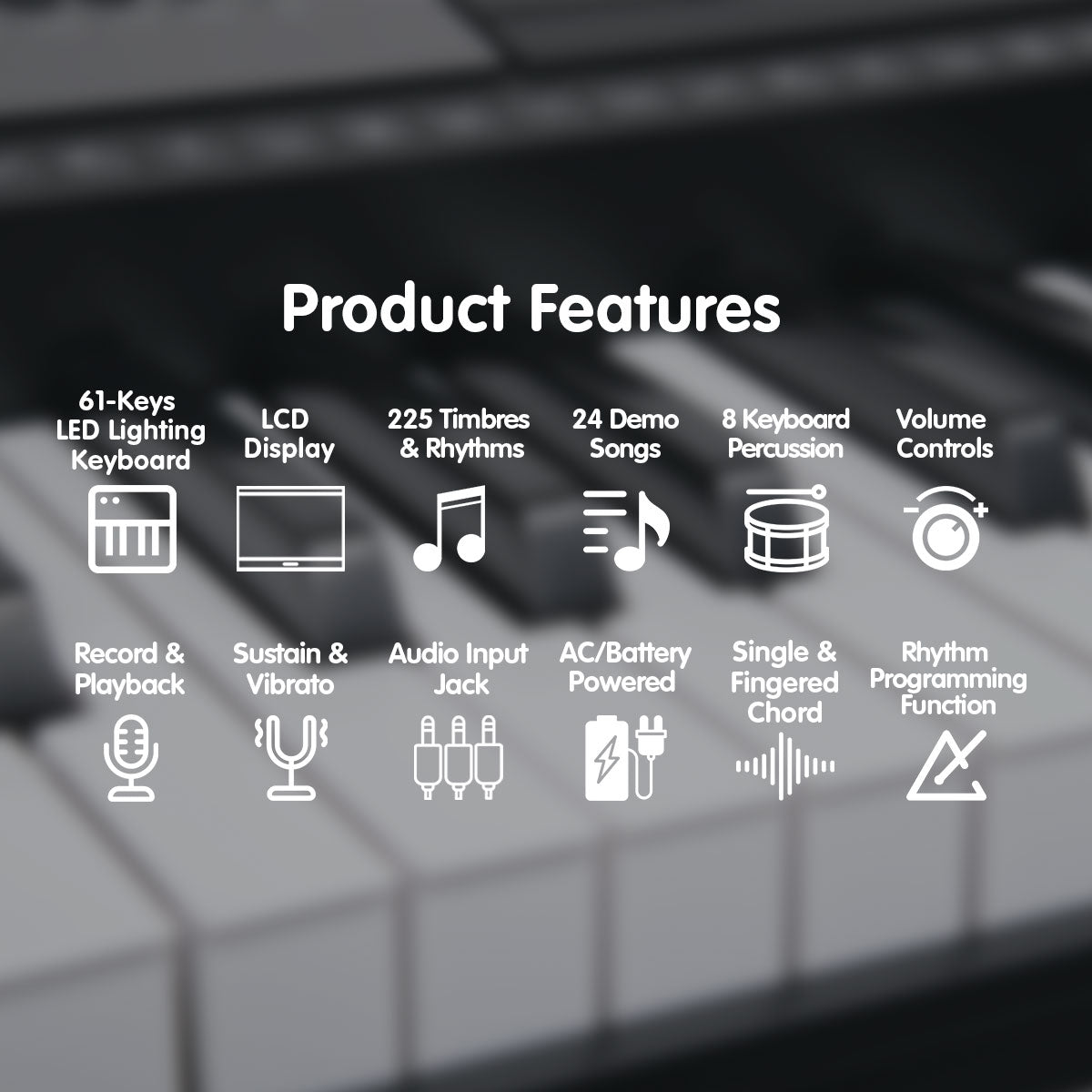 Musical Keyboards: Karrera 61 Keys Electronic LED Keyboard Piano with Stand - Black