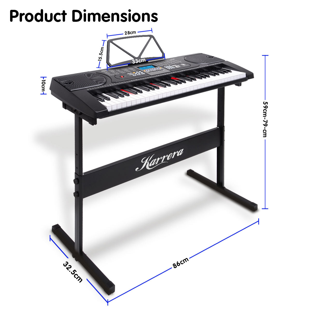 Musical Keyboards: Karrera 61 Keys Electronic LED Keyboard Piano with Stand - Black