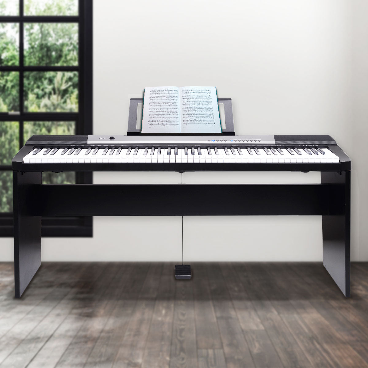 Musical Keyboards: Karrera 88 Keys Electronic Keyboard Piano with Stand Black