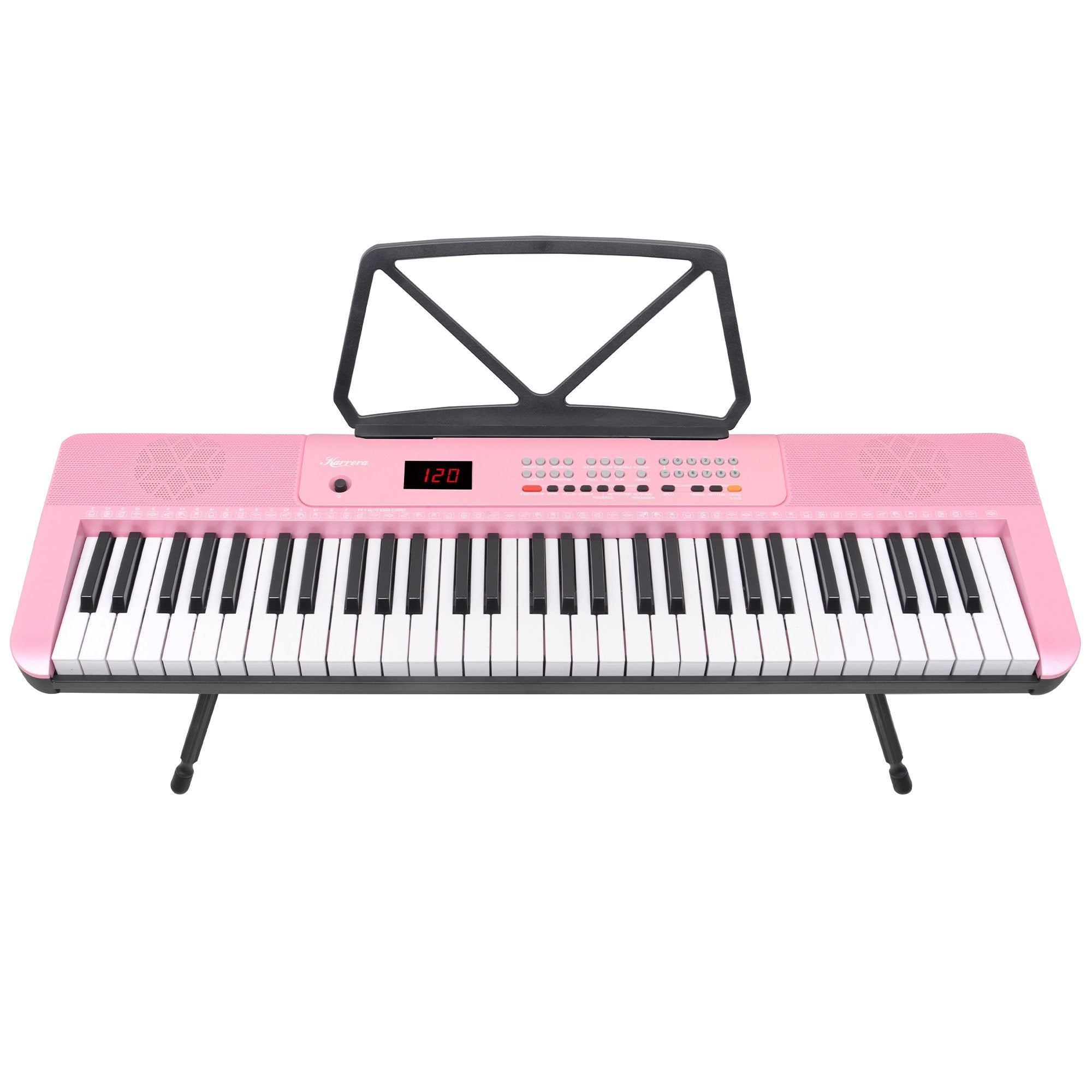 Musical Keyboards: Karrera 61-Key Electronic Piano Keyboard with LED and Folding Stand in Pink CHJ-SD1