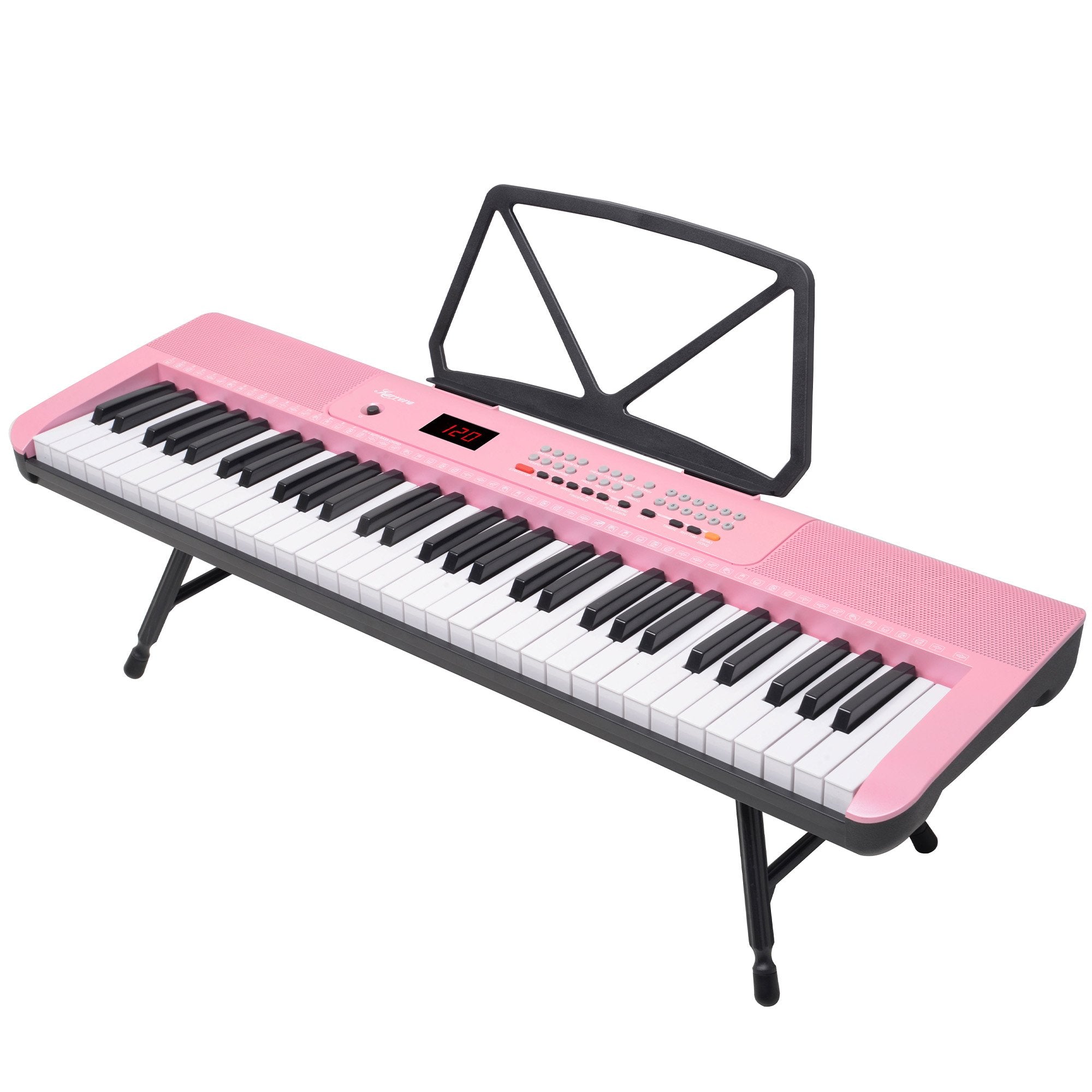Musical Keyboards: Karrera 61-Key Electronic Piano Keyboard with LED and Folding Stand in Pink CHJ-SD1