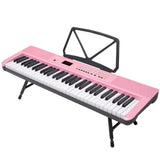 Musical Keyboards: Karrera 61-Key Electronic Piano Keyboard with LED and Folding Stand in Pink CHJ-SD1