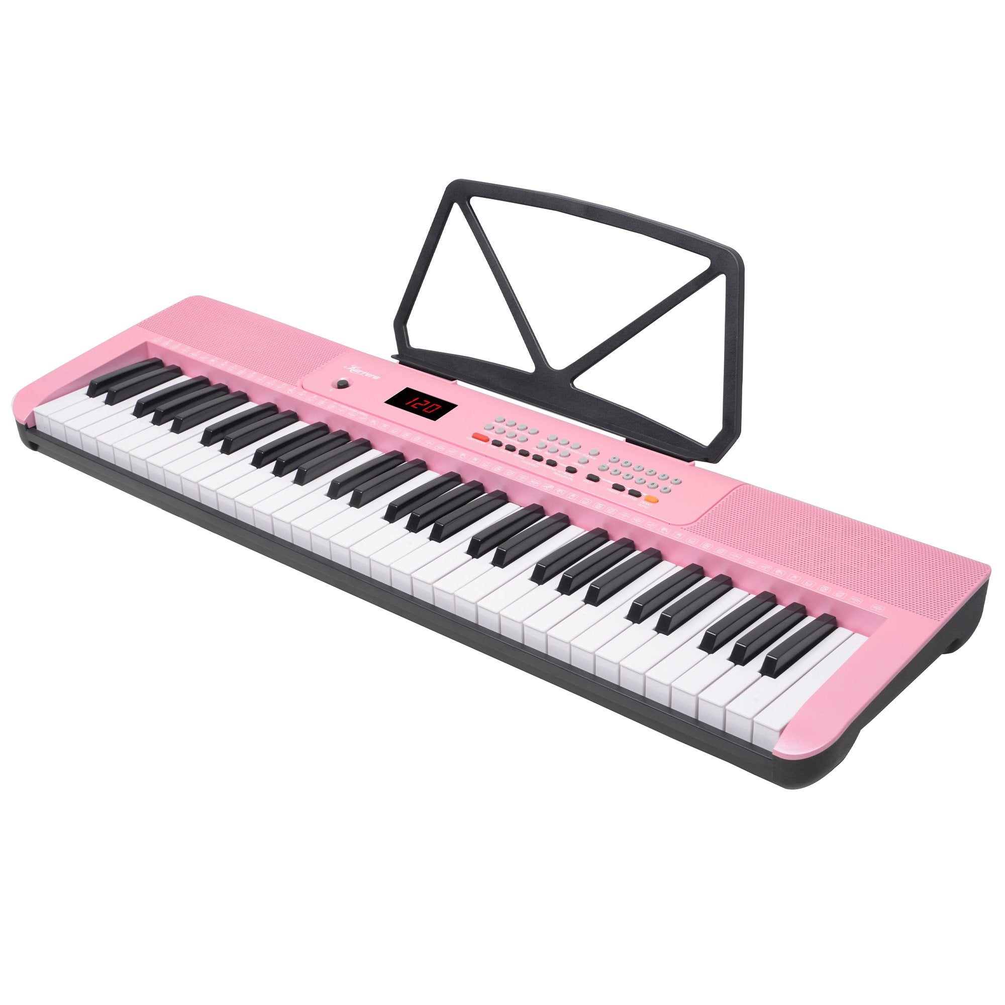 Musical Keyboards: Karrera 61-Key Electronic Piano Keyboard with LED and Folding Stand in Pink CHJ-SD1