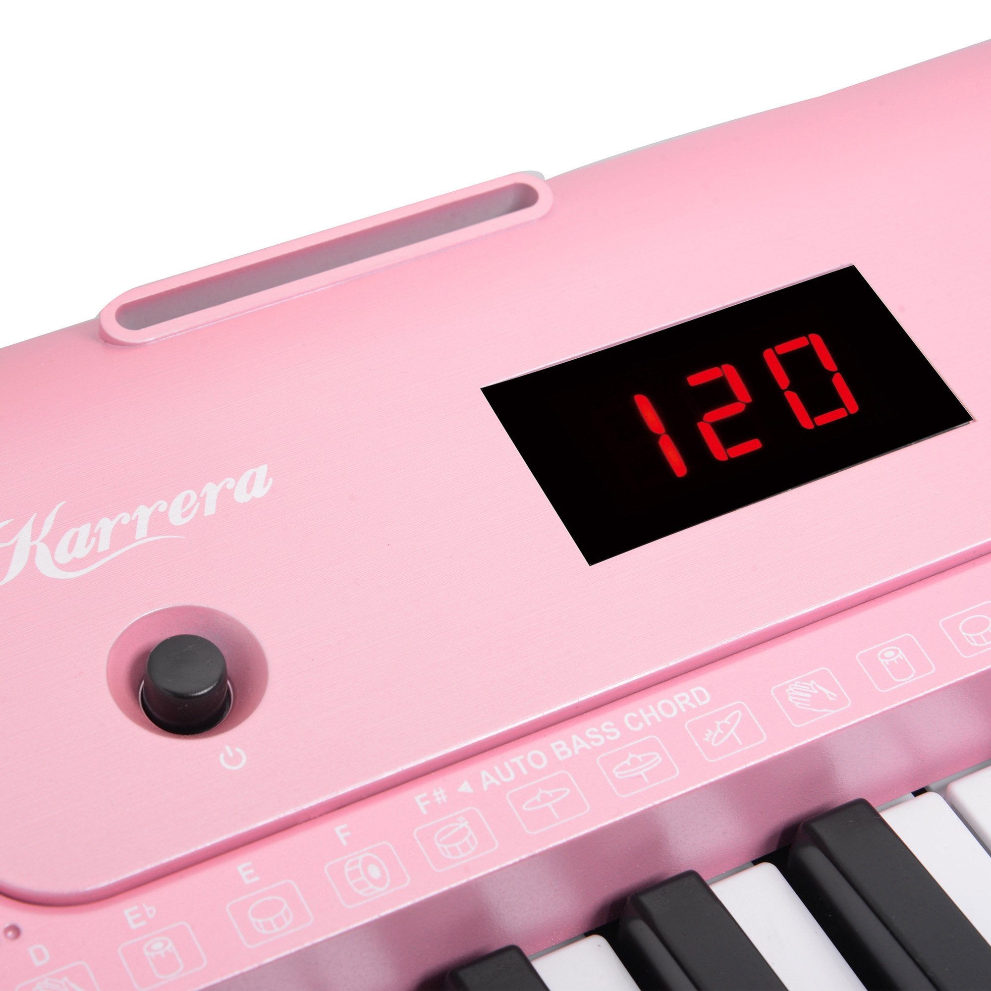 Musical Keyboards: Karrera 61-Key Electronic Piano Keyboard with LED and Folding Stand in Pink CHJ-SD1