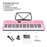 Musical Keyboards: Karrera 61-Key Electronic Piano Keyboard with LED and Folding Stand in Pink CHJ-SD1
