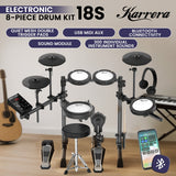 Drums: Karrera 18S Electronic Drum Kit Mesh Pads 8in Snare Bluetooth Sounds USB/MIDI Output Kick Pedals Drum Coach & Metronome