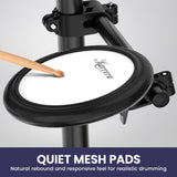 Drums: Karrera 18S Electronic Drum Kit Mesh Pads 8in Snare Bluetooth Sounds USB/MIDI Output Kick Pedals Drum Coach & Metronome