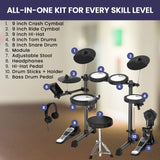 Drums: Karrera 18S Electronic Drum Kit Mesh Pads 8in Snare Bluetooth Sounds USB/MIDI Output Kick Pedals Drum Coach & Metronome