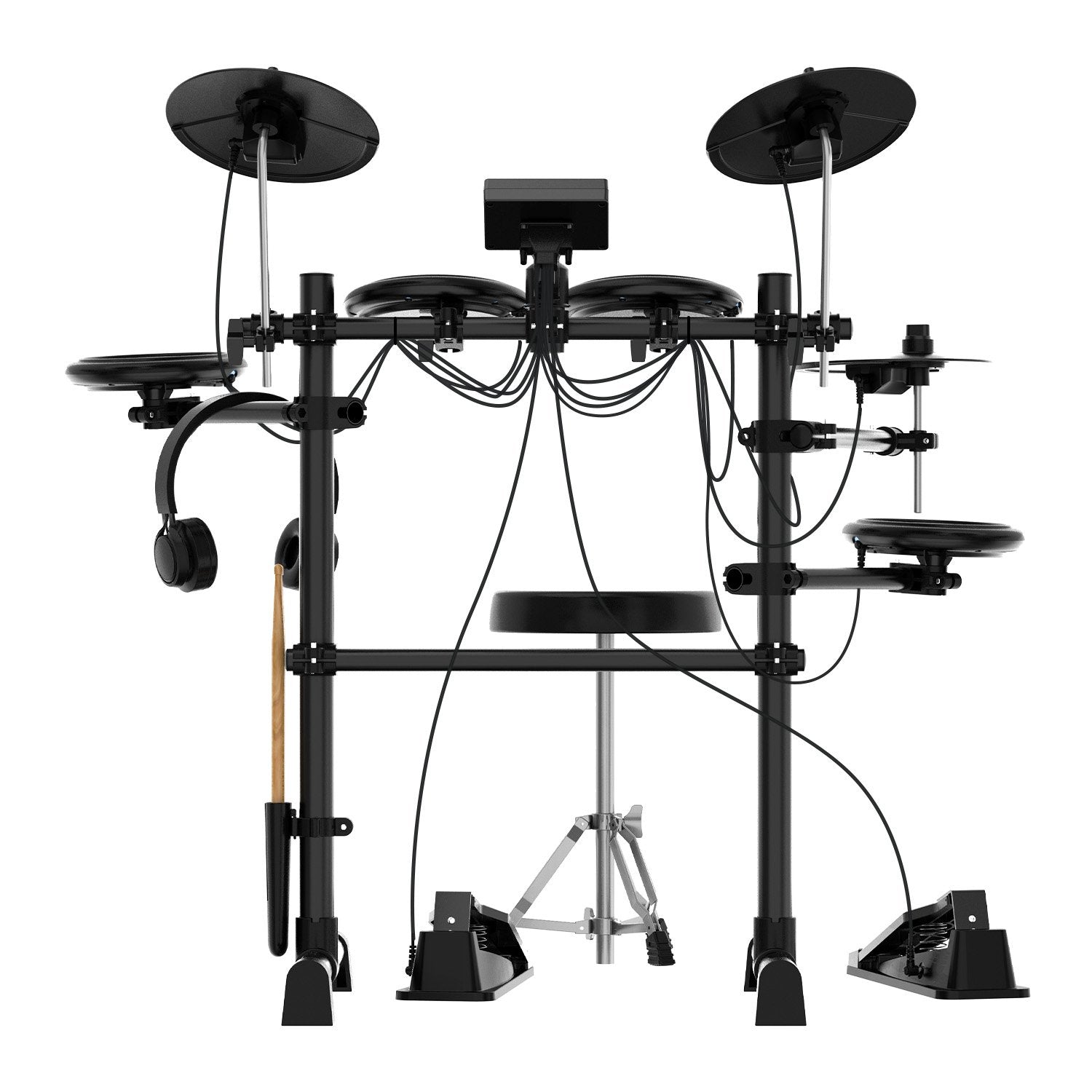 Drums: Karrera TDX-16 Electronic Drum Kit with LCD, Toms, Snares Quiet Mesh Pads & Pedals, Adjustable Stool, Headphones