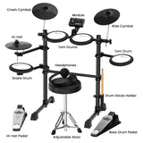 Drums: Karrera TDX-16 Electronic Drum Kit with LCD, Toms, Snares Quiet Mesh Pads & Pedals, Adjustable Stool, Headphones