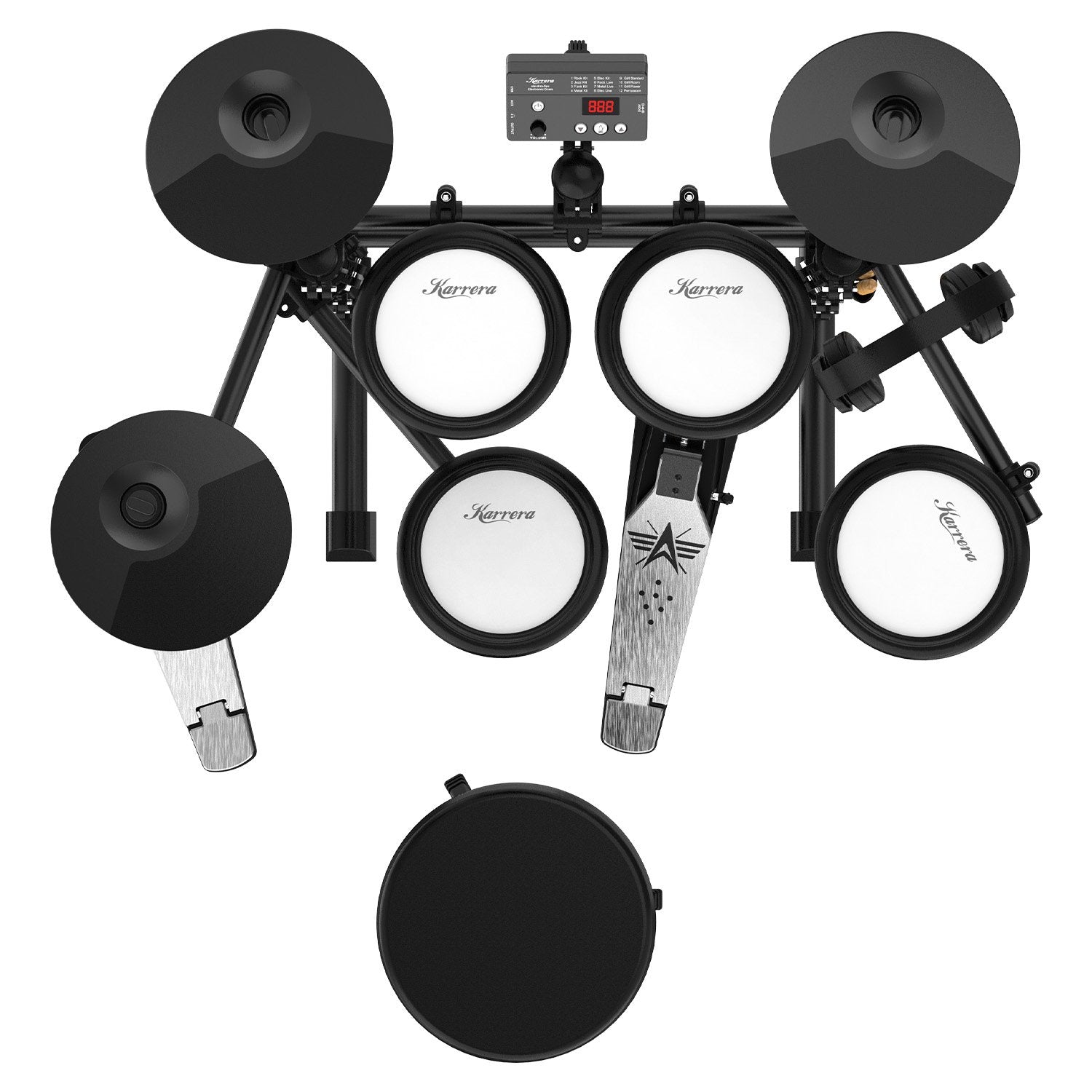 Drums: Karrera TDX-16 Electronic Drum Kit with LCD, Toms, Snares Quiet Mesh Pads & Pedals, Adjustable Stool, Headphones