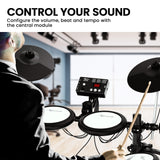 Drums: Karrera TDX-16 Electronic Drum Kit with LCD, Toms, Snares Quiet Mesh Pads & Pedals, Adjustable Stool, Headphones