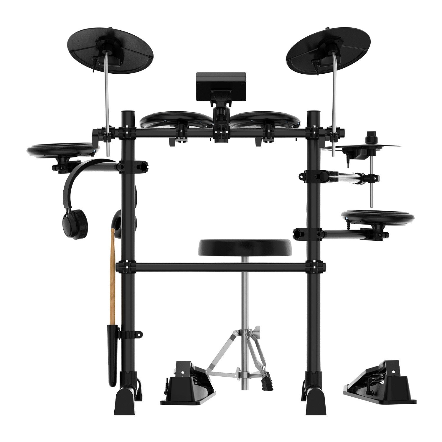 Drums: Karrera TDX-16 Electronic Drum Kit with LCD, Toms, Snares Quiet Mesh Pads & Pedals, Adjustable Stool, Headphones