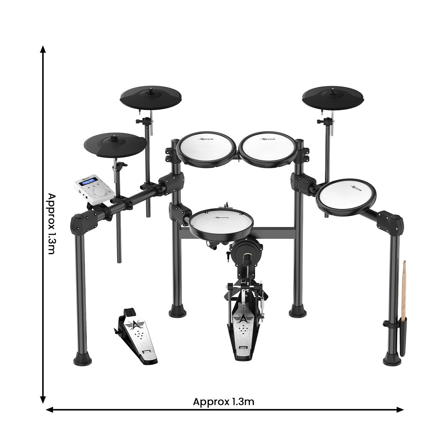 Drums: Karrera X23 Electronic Drum Kit with Sound Module, 3 Toms, Snare Quiet Mesh Drum Heads, Cymbals & Pedal