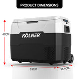 Fridges: Kolner 40l Fridge Freezer Cooler 12/24/240v Camping Portable Esky Refrigerator With Trolley - Black