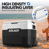 Fridges: Kolner 40l Fridge Freezer Cooler 12/24/240v Camping Portable Esky Refrigerator With Trolley - Black