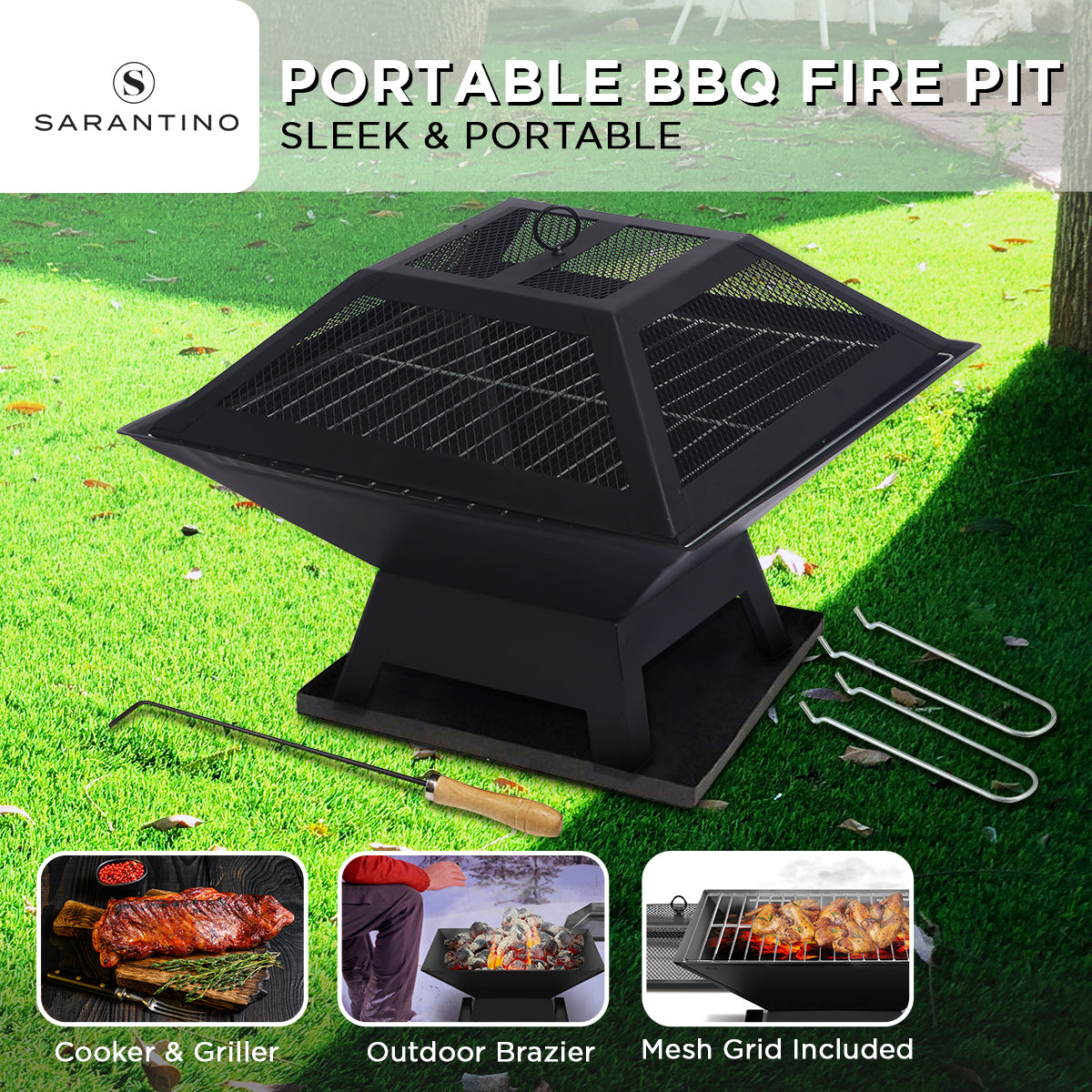 Fire Pits: Wallaroo Portable Outdoor Fire Pit for BBQ, Grilling, Cooking, Camping