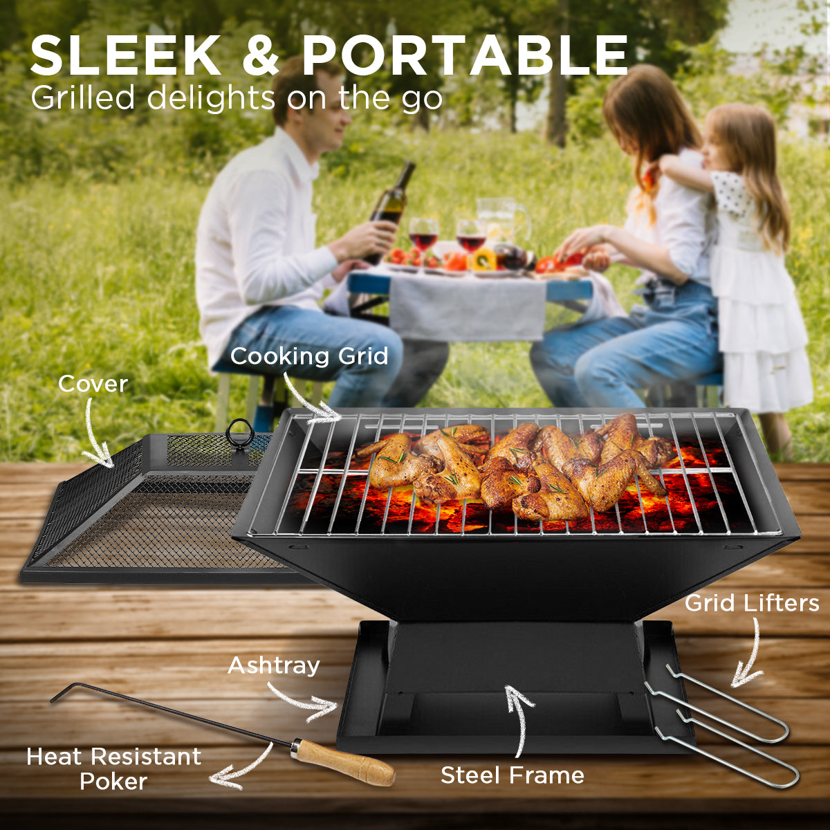Fire Pits: Wallaroo Portable Outdoor Fire Pit for BBQ, Grilling, Cooking, Camping