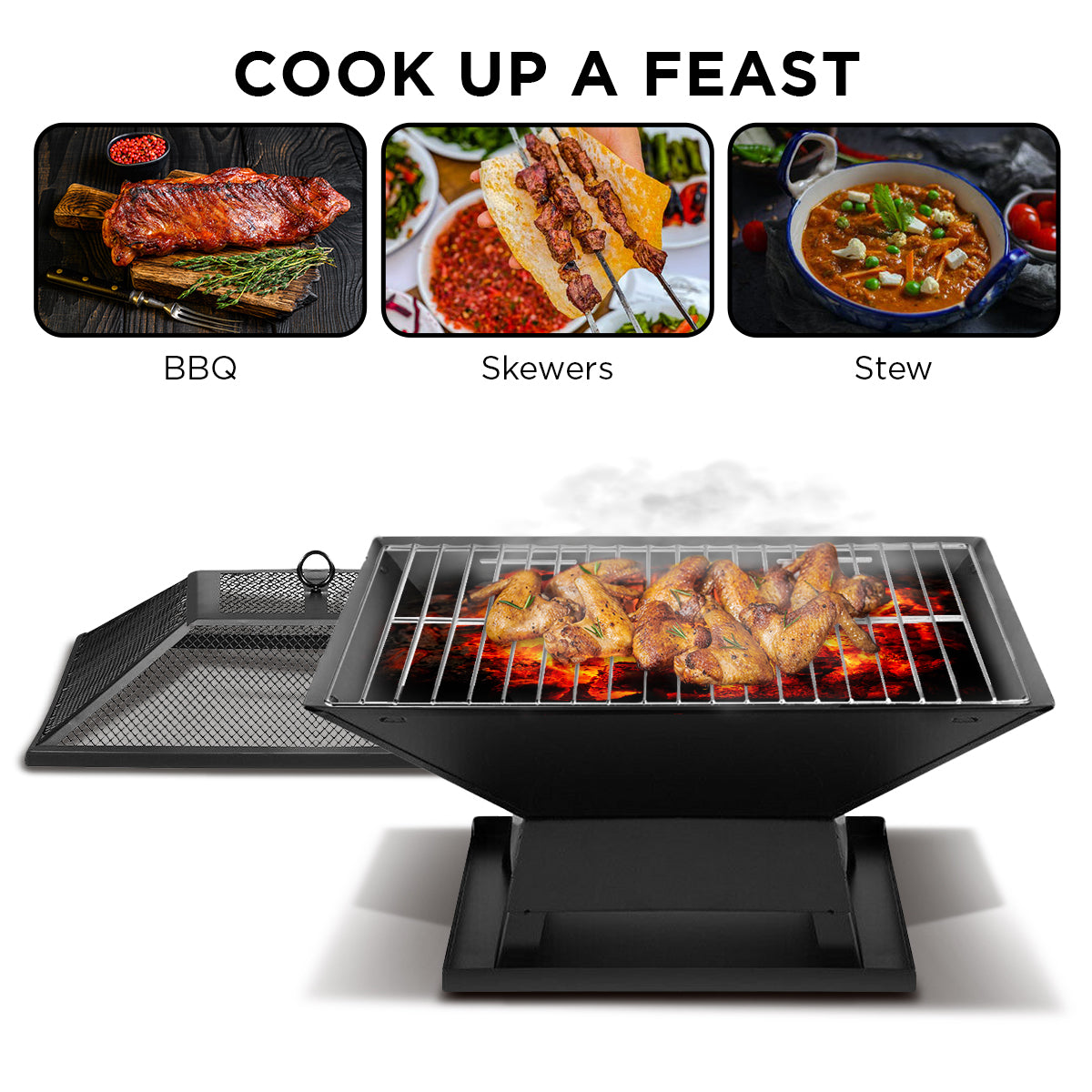 Fire Pits: Wallaroo Portable Outdoor Fire Pit for BBQ, Grilling, Cooking, Camping