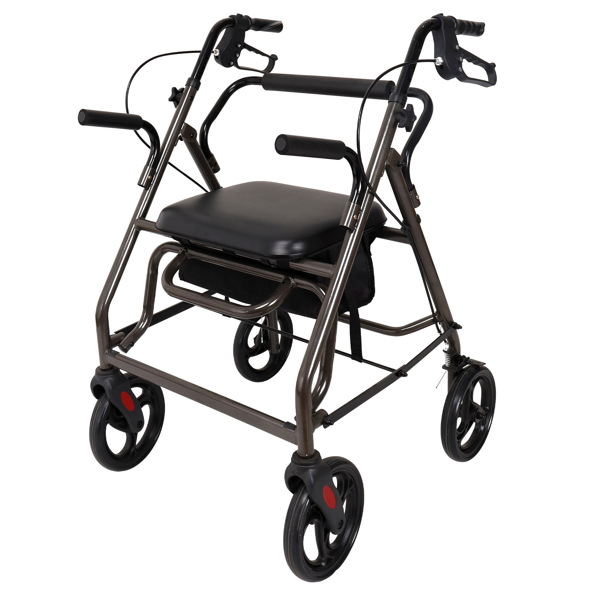 Mobility & Accessibility: Orthonica Foldable Steel Frame Rollator Walker Lightweight Mobility Aid in Grey