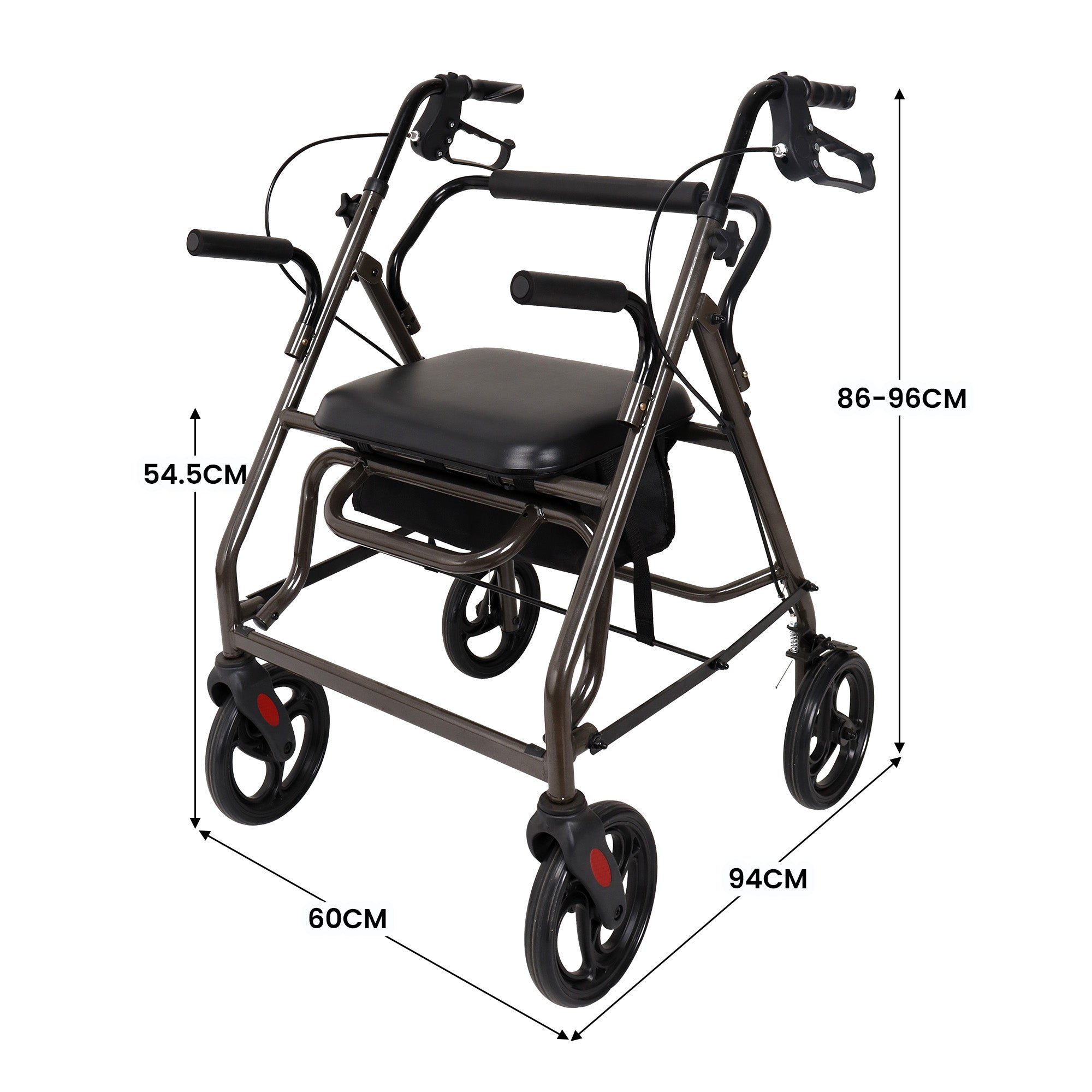 Mobility & Accessibility: Orthonica Foldable Steel Frame Rollator Walker Lightweight Mobility Aid in Grey