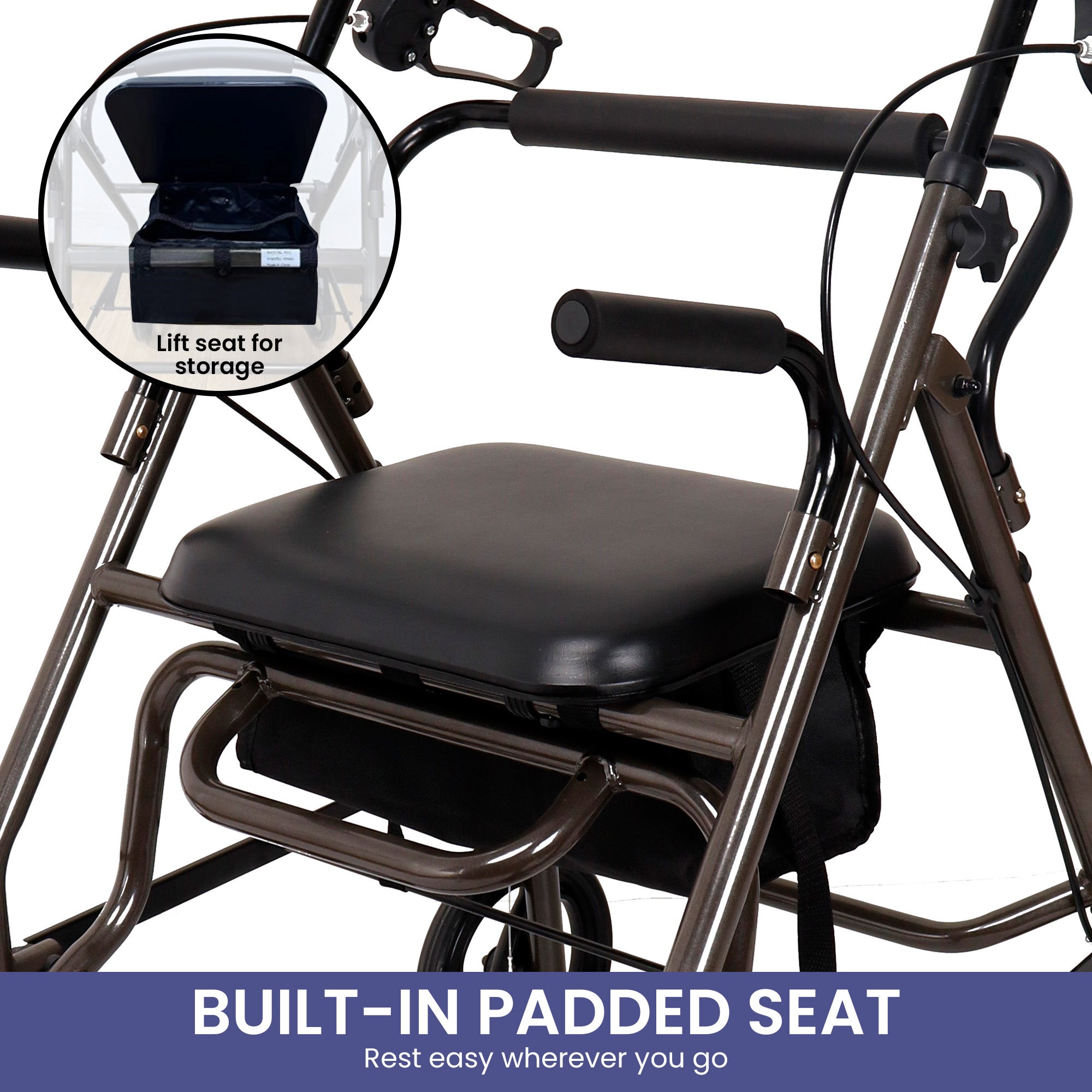 Mobility & Accessibility: Orthonica Foldable Steel Frame Rollator Walker Lightweight Mobility Aid in Grey