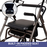 Mobility & Accessibility: Orthonica Foldable Steel Frame Rollator Walker Lightweight Mobility Aid in Grey