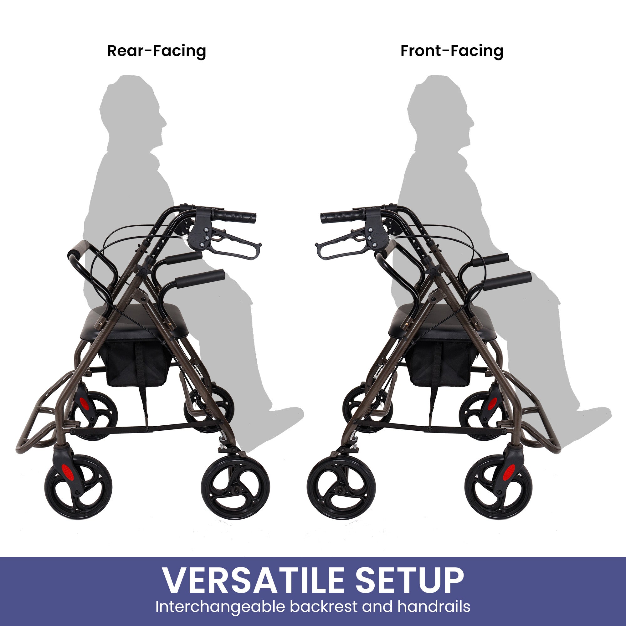 Mobility & Accessibility: Orthonica Foldable Steel Frame Rollator Walker Lightweight Mobility Aid in Grey