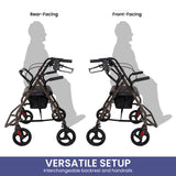 Mobility & Accessibility: Orthonica Foldable Steel Frame Rollator Walker Lightweight Mobility Aid in Grey