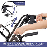 Mobility & Accessibility: Orthonica Foldable Steel Frame Rollator Walker Lightweight Mobility Aid in Grey