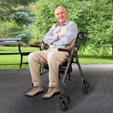 Mobility & Accessibility: Orthonica Foldable Steel Frame Rollator Walker Lightweight Mobility Aid in Grey