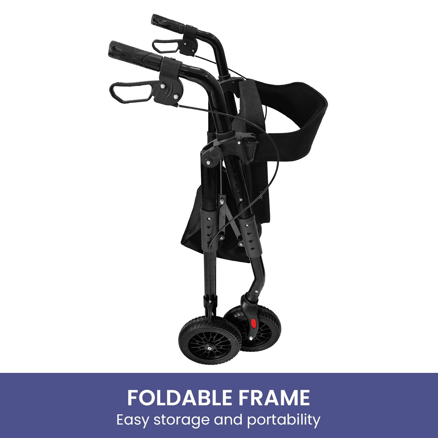 Mobility & Accessibility: Orthonica Foldable Mobility Steel Rollator 136kg Max Capacity Black