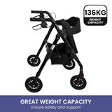 Mobility & Accessibility: Orthonica Foldable Mobility Steel Rollator 136kg Max Capacity Black