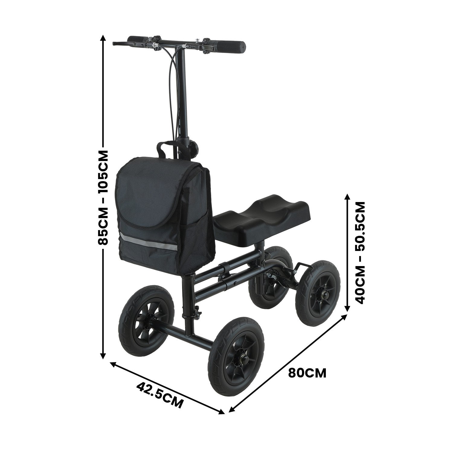 Mobility & Accessibility: Orthonica Mobility Steel Knee Scooter Walker Steerable Ergonomic Foldable Scooter 10-inch Wheels Height Adjustable Steel Frame 136kg Weight Capacity