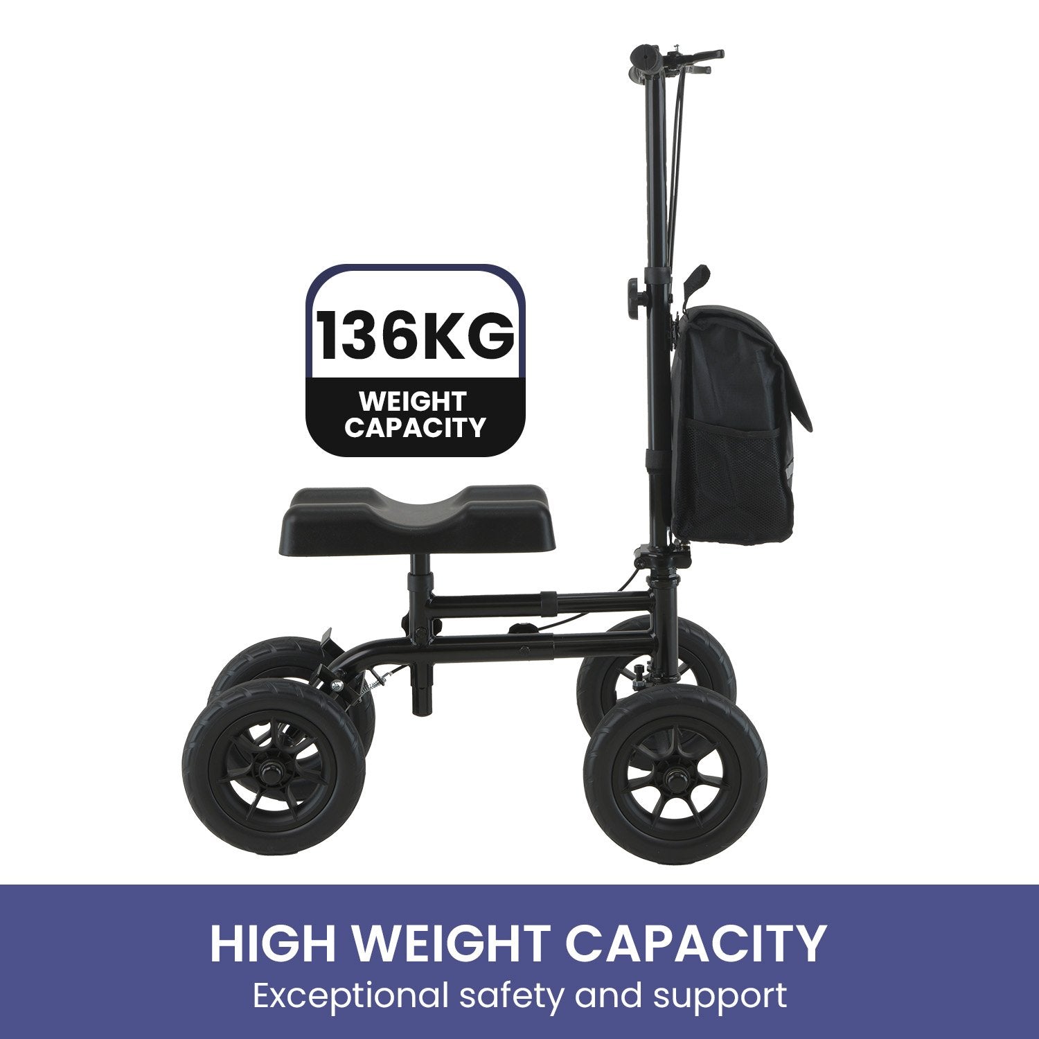 Mobility & Accessibility: Orthonica Mobility Steel Knee Scooter Walker Steerable Ergonomic Foldable Scooter 10-inch Wheels Height Adjustable Steel Frame 136kg Weight Capacity