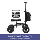 Mobility & Accessibility: Orthonica Mobility Steel Knee Scooter Walker Steerable Ergonomic Foldable Scooter 10-inch Wheels Height Adjustable Steel Frame 136kg Weight Capacity