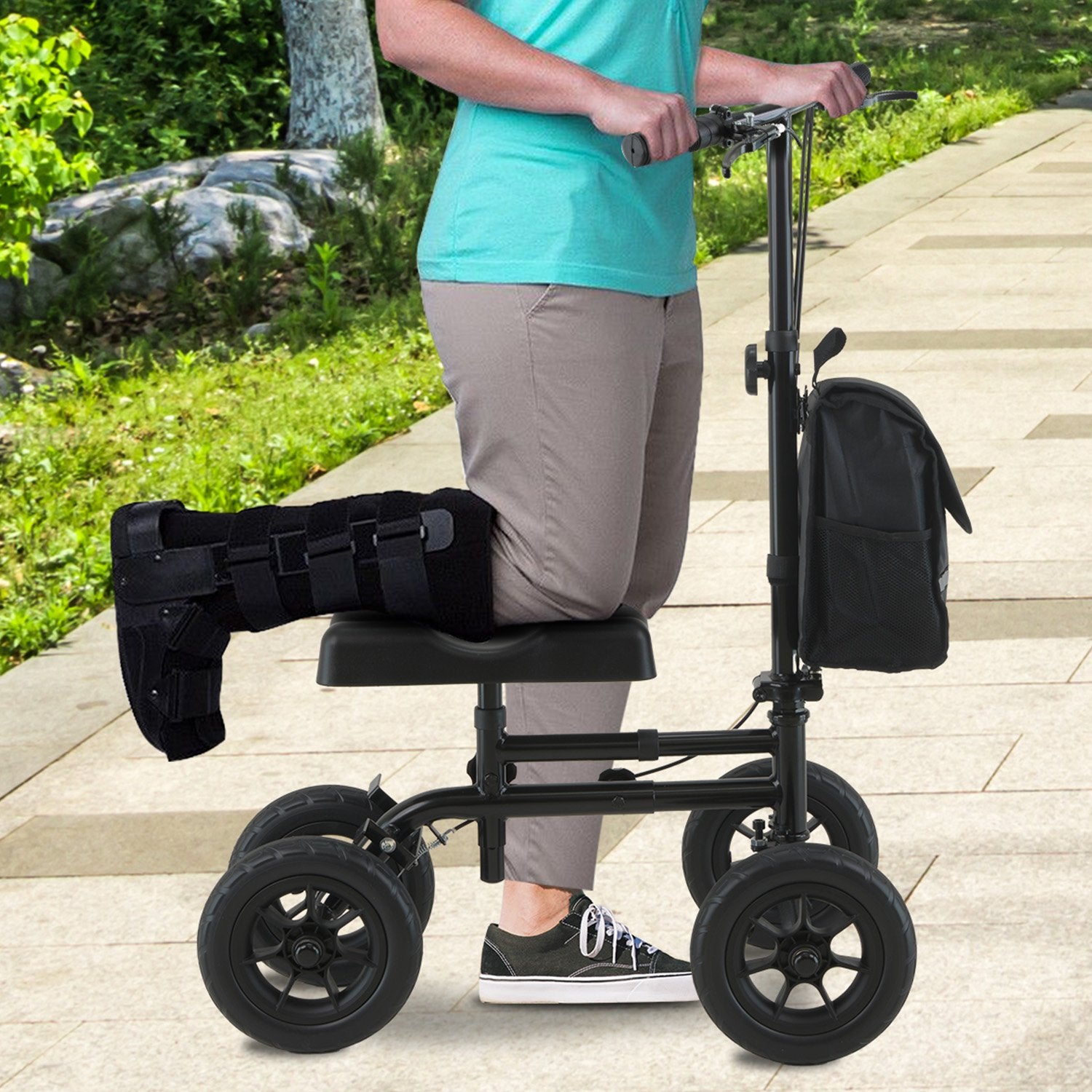 Mobility & Accessibility: Orthonica Mobility Steel Knee Scooter Walker Steerable Ergonomic Foldable Scooter 10-inch Wheels Height Adjustable Steel Frame 136kg Weight Capacity