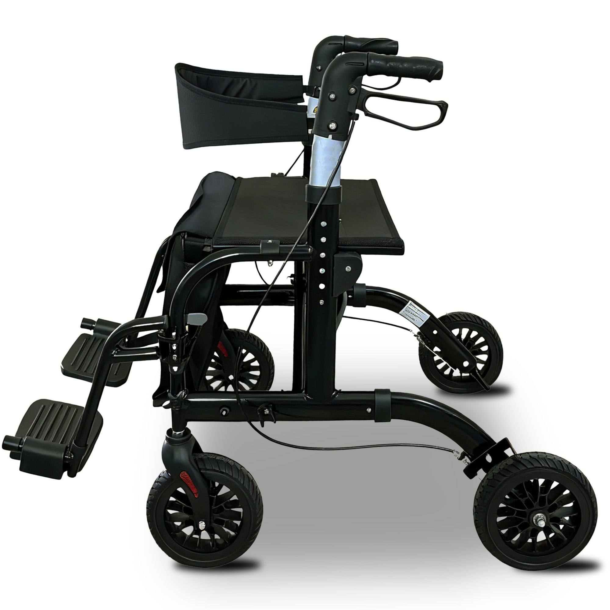 Orthonica Aluminium 2-in-1 Rollator Wheelchair with Foldable Frame â€“ Black & Silver