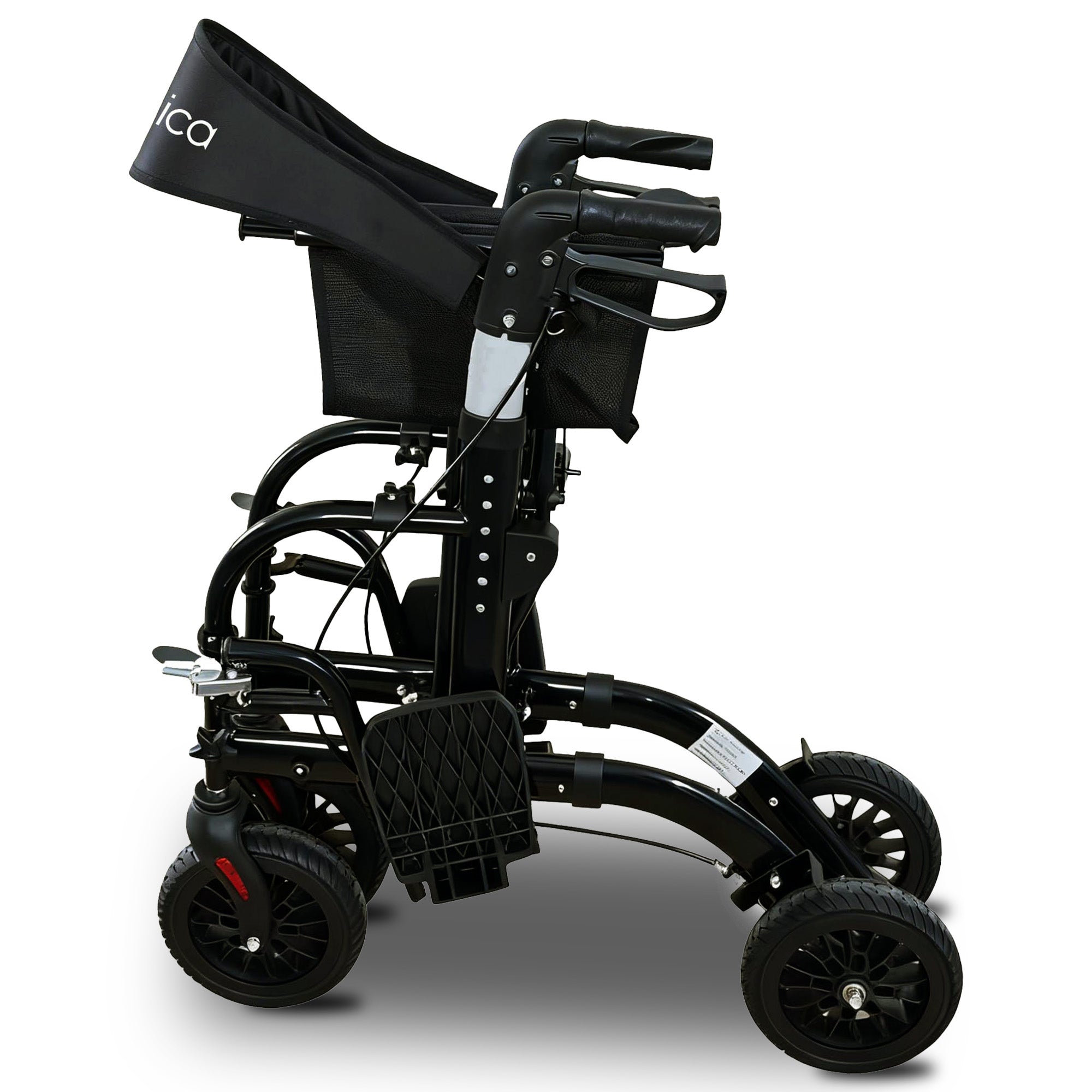 Orthonica Aluminium 2-in-1 Rollator Wheelchair with Foldable Frame â€“ Black & Silver
