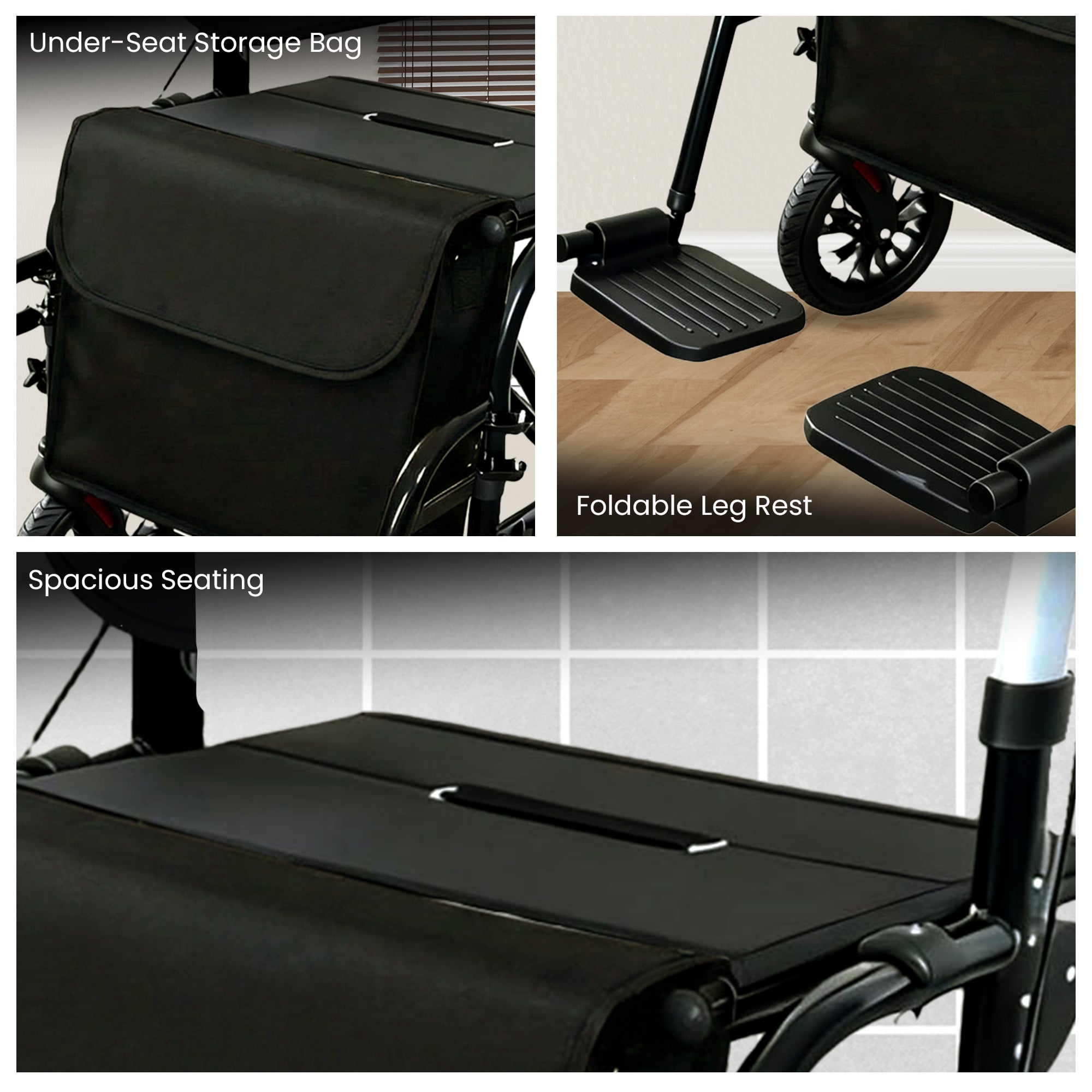 Orthonica Aluminium 2-in-1 Rollator Wheelchair with Foldable Frame â€“ Black & Silver
