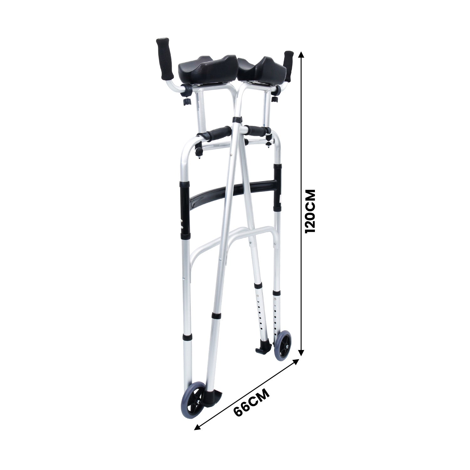 Mobility & Accessibility: Orthonica Folding Rollator Walker Aluminium Adjustable Handles With Cane Box