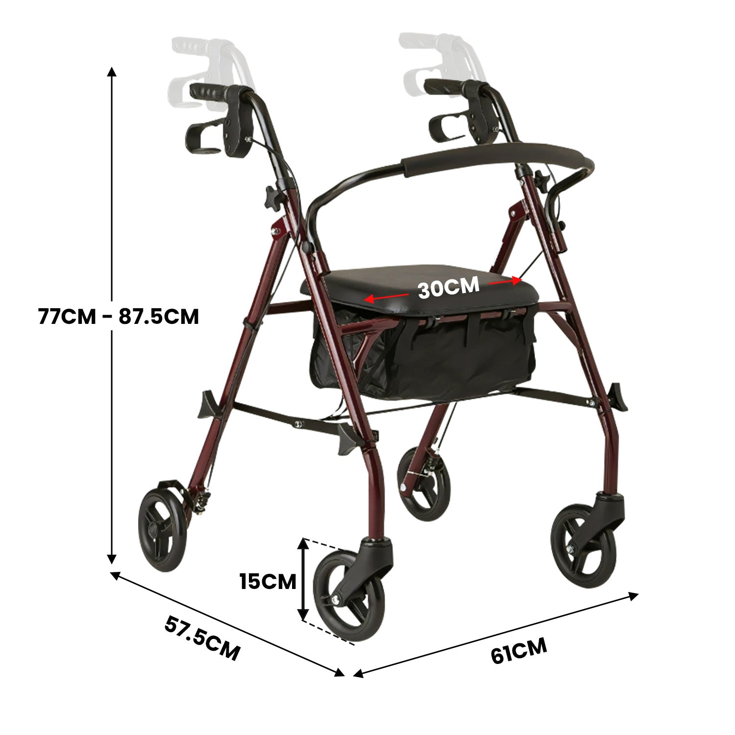 Mobility & Accessibility: Orthonica Foldable Steel Frame Rollator 4-wheel Walker