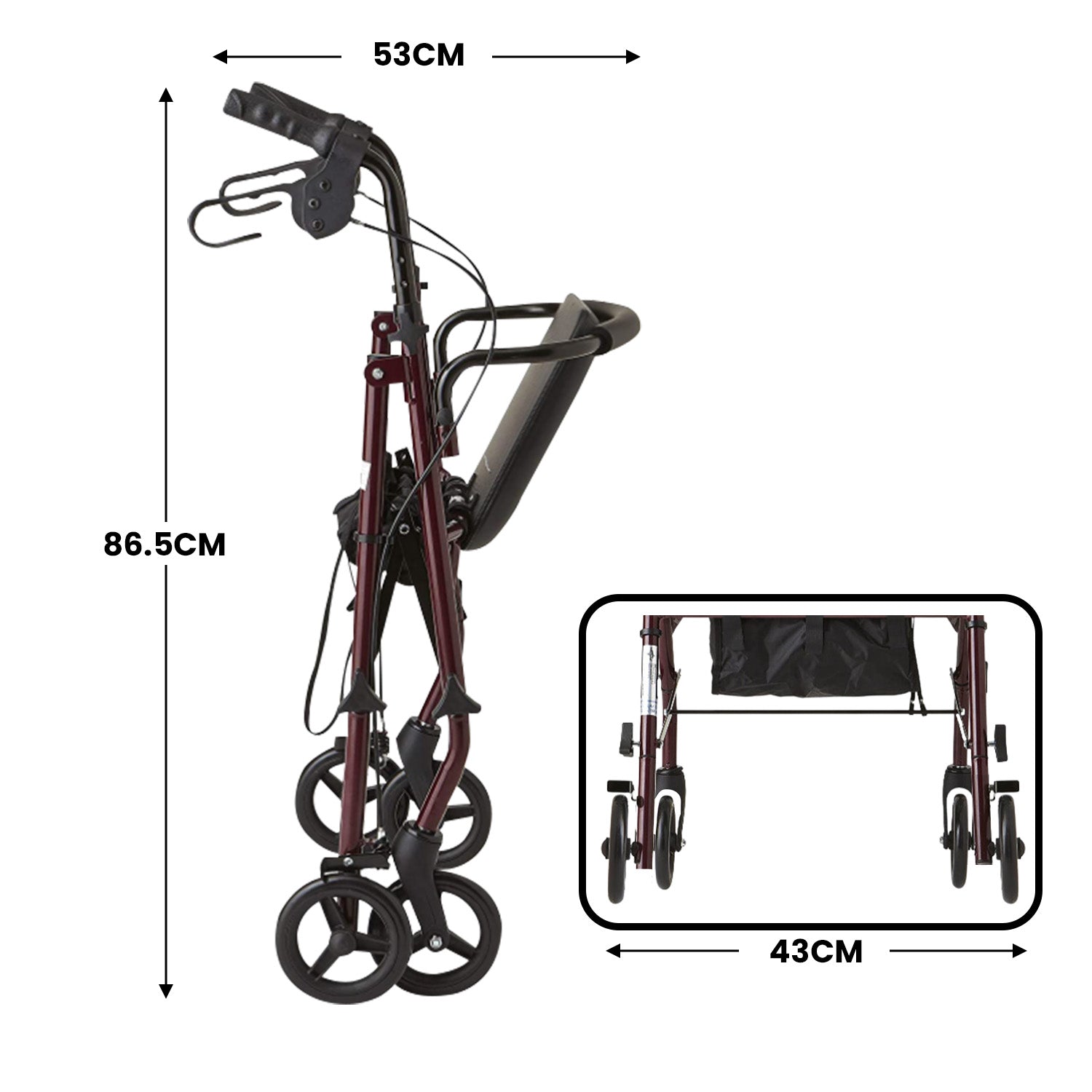 Mobility & Accessibility: Orthonica Foldable Steel Frame Rollator 4-wheel Walker
