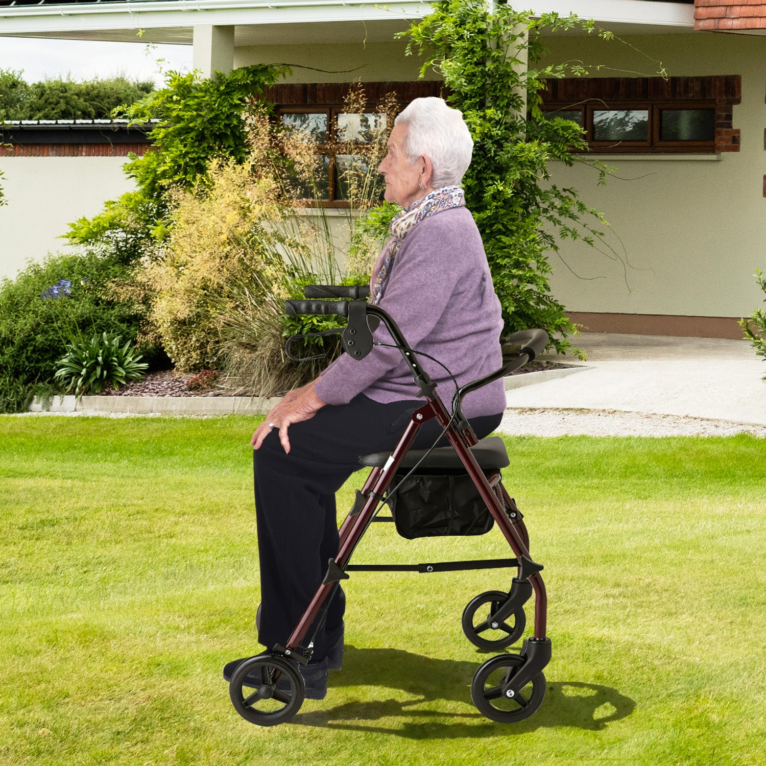 Mobility & Accessibility: Orthonica Foldable Steel Frame Rollator 4-wheel Walker