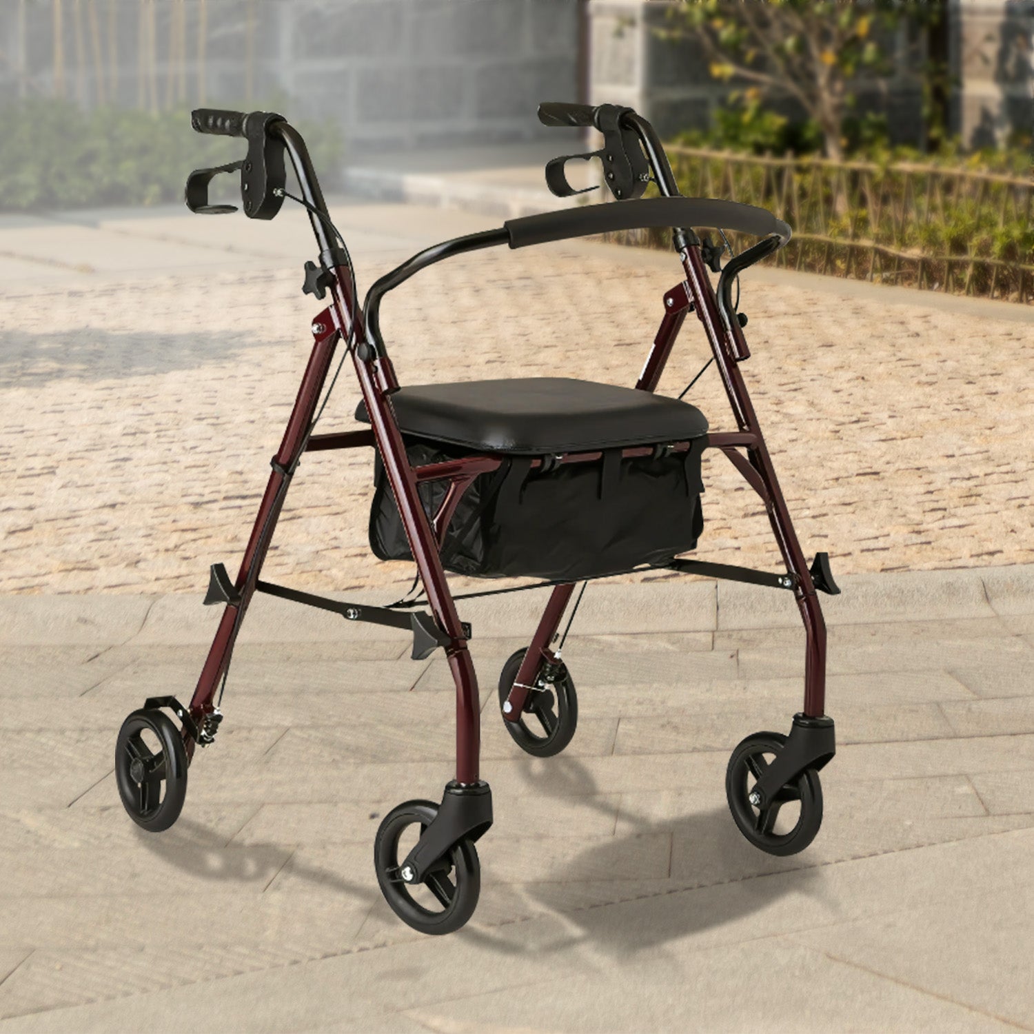 Mobility & Accessibility: Orthonica Foldable Steel Frame Rollator 4-wheel Walker