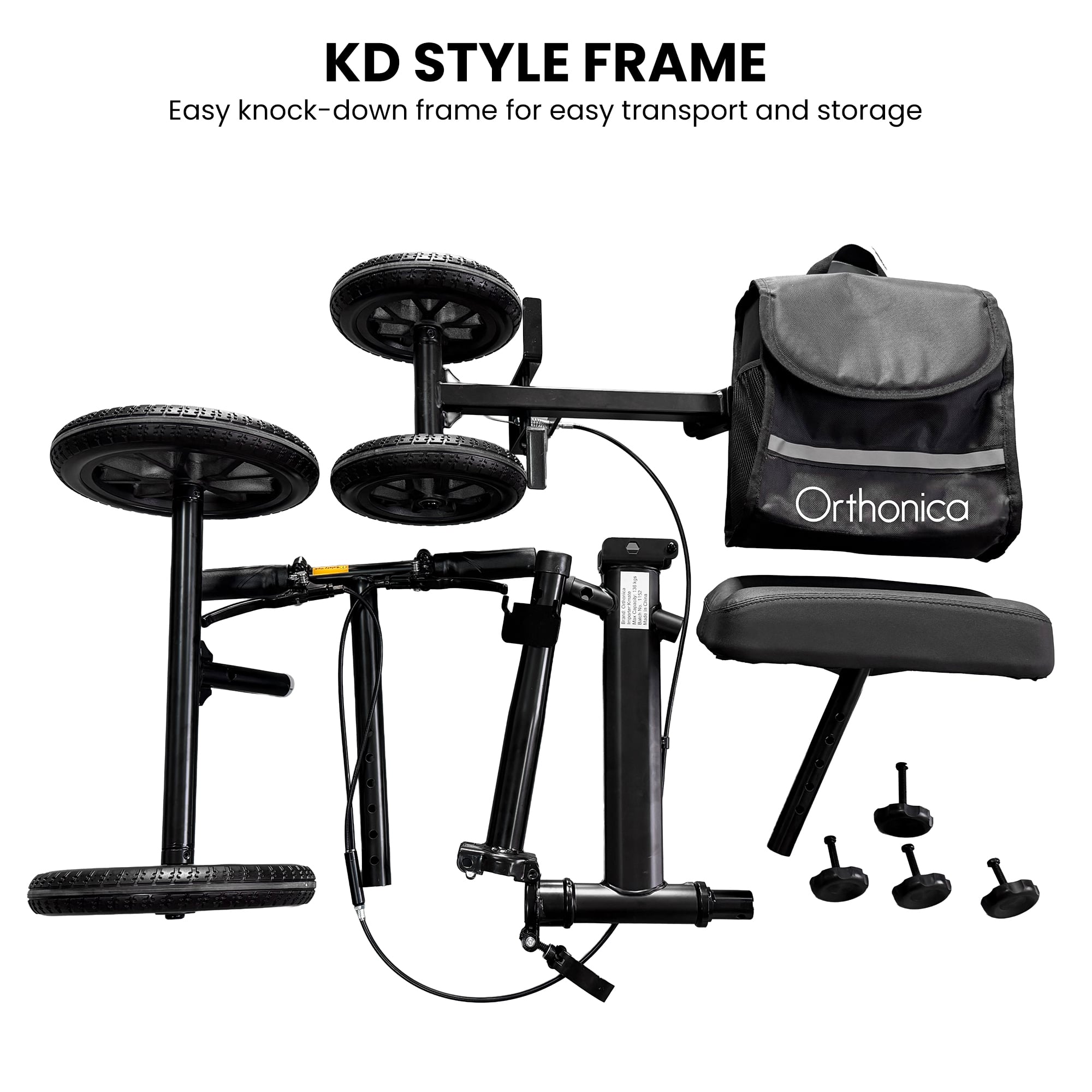 Orthonica Knee Walker with Adjustable Pad and Dual Brakes
