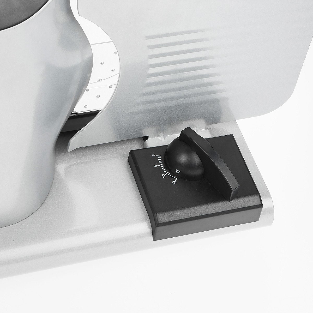 Pronti White Electric Food Slicer 200W with Adjustable Thickness 1 to 15mm Serrated and Fine Edge Stainless Steel Blades