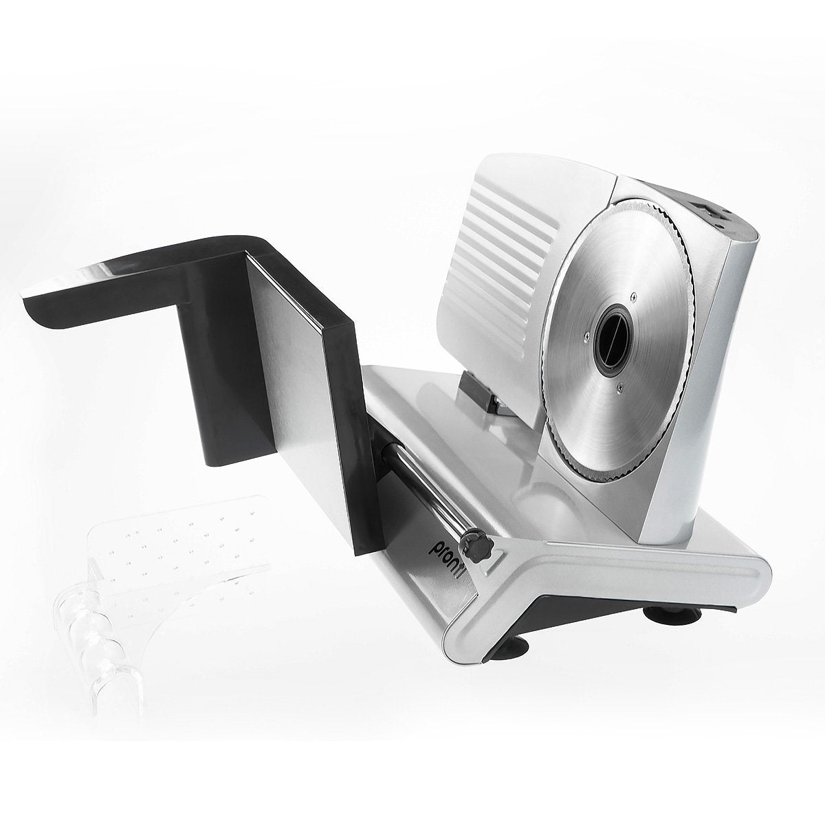 Pronti White Electric Food Slicer 200W with Adjustable Thickness 1 to 15mm Serrated and Fine Edge Stainless Steel Blades