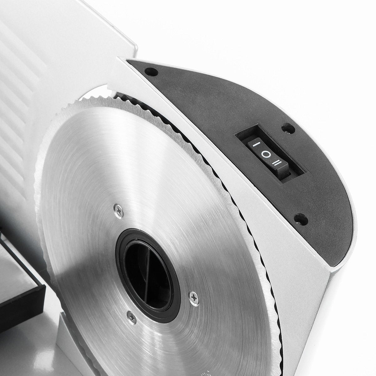Pronti White Electric Food Slicer 200W with Adjustable Thickness 1 to 15mm Serrated and Fine Edge Stainless Steel Blades