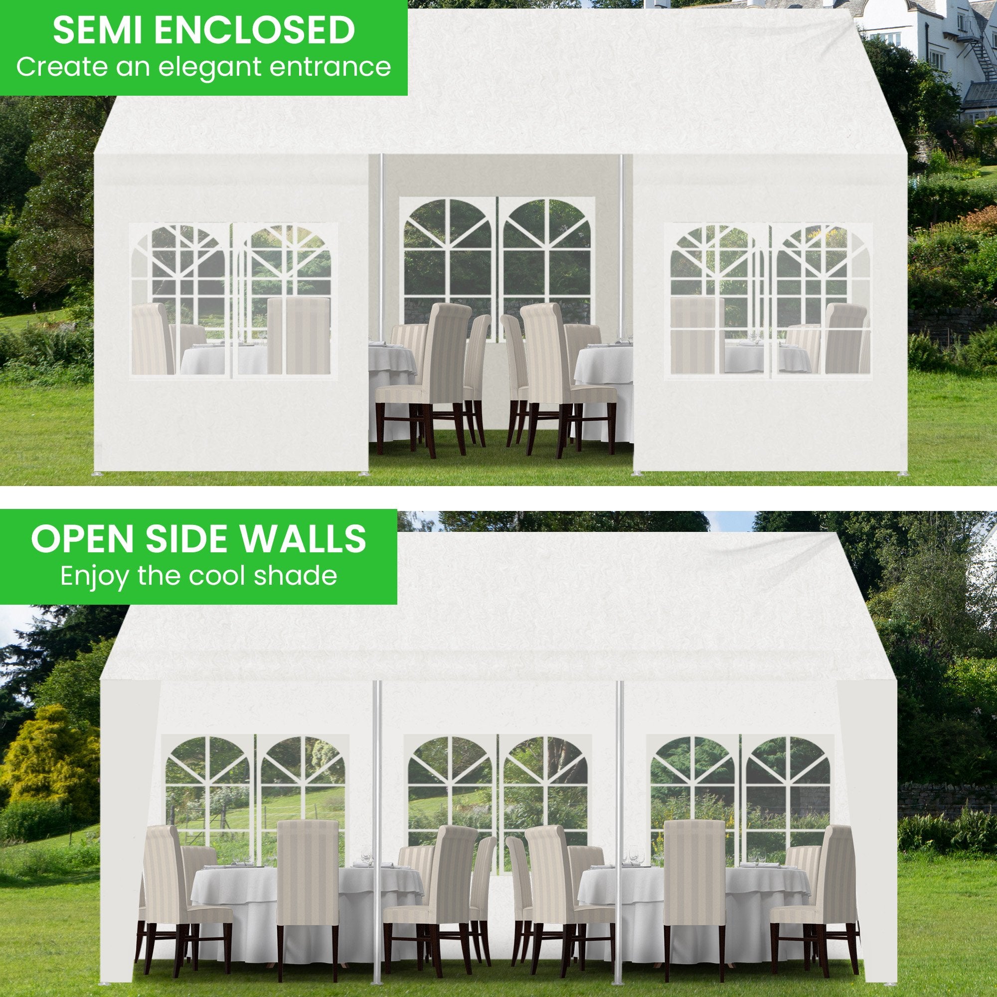 Canopies & Gazebos: Wallaroo 6x6m Outdoor Event Marquee Gazebo Party Wedding Tent - White